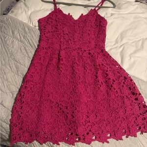 Francesca's Collections Pink Lace Mini Dress